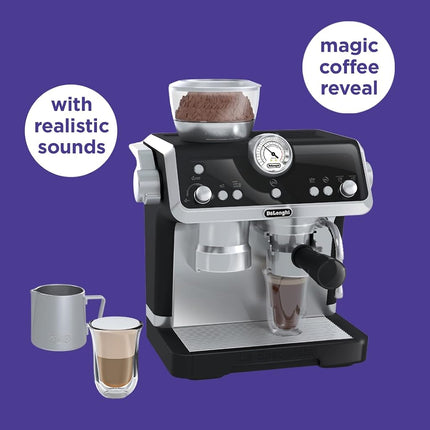 Casdon De'Longhi Toys. Barista Coffee Machine. Toy Kitchen Playset for Kids with Moving Parts, Realistic Sounds and Magic Coffee Reveal. for Children Aged 3+