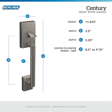 SCHLAGE FE285 CEN 622 LAT COL 16-080 10-027 134 Front Entry Handleset Interior, Collins Trim, Matte Black