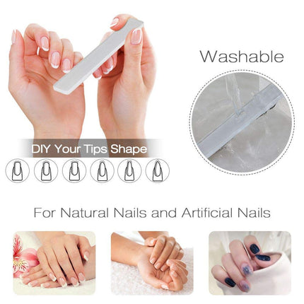 beUakso Premium Upgrade Nano Glass Nail File and Chamois Nail Buffer Kit for Acrylic Nails / All in One Step / Shine Kit
