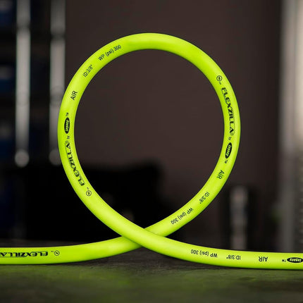 Flexzilla Swivel Whip Air Hose, 3/8 in. x 2 ft. (1/4" MNPT Ball Swivel x 1/4" FNPT Ends), Heavy Duty, Lightweight, Hybrid, ZillaGreen - HFZ3802YW2B