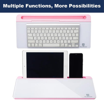 TSJ Office Desktop Whiteboard Dry-Erase-Board - Computer Keyboard Stand White Board Surface Pad with Drawer, Desk Organizers with Accessories for Office, Home, School Supplies