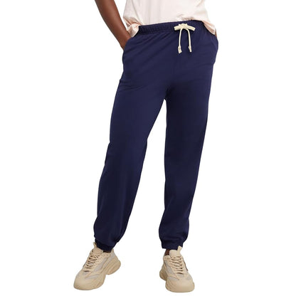 Hanes Women's Essential Jogger Pants, Drawstring Sweatpants, 100% Cotton Jersey, 29", Athletic Navy, XS