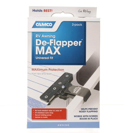 Camco Awning De-Flapper Max - Protects Your RV Awning From Costly Rips and Tears, Rust Resistant - 2 Pack (42251)