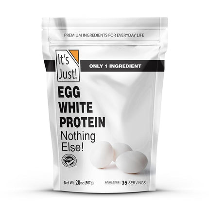 It's Just! - Poudre de protéine de blanc d'œuf, protéines de blanc d'œuf séché, ingrédient pour meringue, sans OGM, fermes américaines (non aromatisé, 567 g)