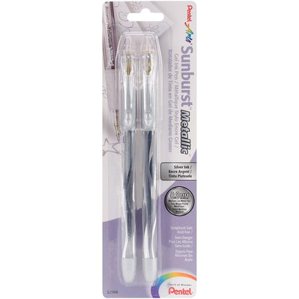 Sunburst Metallic Gel Pen Medium Line 2/Pkg-Silver