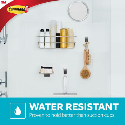 Command Shower Caddy with Water Resistant Command Strips, Satin Nickel, Easy to Open Packaging Bathroom Decor