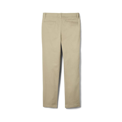 French Toast Women's Straight Fit Stretch Twill Pant, Khaki, 14