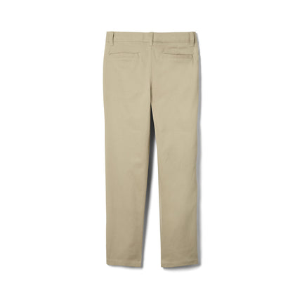 French Toast Girls' Adjustable Waist Stretch Twill Straight Leg Pant (Standard & Plus), Khaki, 16