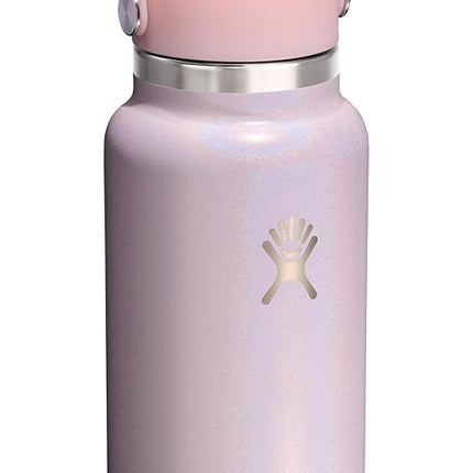 Hydro Flask Water Bottle - Insulated Stainless Steel - Wide Mouth Flex Straw Lid, Non-Spill, Leakproof and Refillable in 32 Oz Glimmer Cream