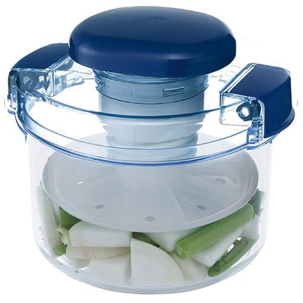Instant Pickle Maker Vegetable Press Tsukemono Container Round Made in Japan BPA Free (Blue, 1.6L)
