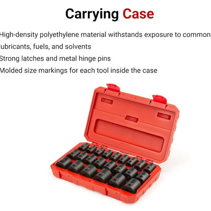 TEKTON 1/2 Inch Drive 6-Point Impact Socket Set, 23-Piece (10-32 mm) | SID92322