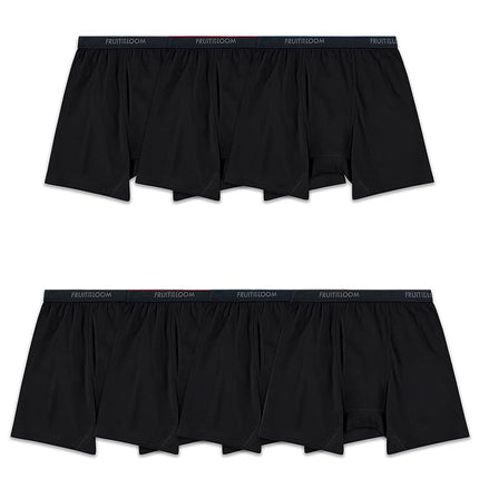 Fruit of The Loom Mens 360 Stretch Boxer Briefs (Quick Dry & Moisture Wicking), Regular Leg - Cotton Stretch - 7 Pack Black, S