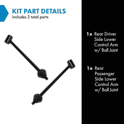 TRQ Rear Lower Control Arm with Ball Joint Set Compatible with 2004-2005 Chevrolet Classic 1997-2003 Malibu 1999-2004 Oldsmobile Alero 1997-1999 Cutlass 1999-2005 Pontiac Grand Am