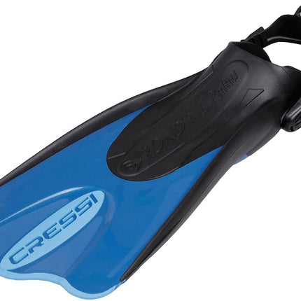 Cressi Palau Saf Fins - Adjustable Short Fins Adults for Snorkelling and Swimming, Blue/Azure Short Fins, M/L (41/44)