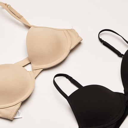 Hanes Girls' Big Molded Underwire Bra (Pack of 2), Black/Nude, (38) A