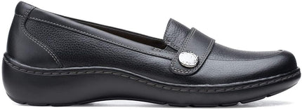 Clarks Women's Cora Daisy Loafer, Black Tumb, 8 XW US