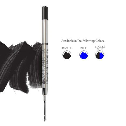 Monteverde Broad Point Capless Ceramic Gel Refill for Parker Ballpoint Pens - Black (Pack of 2)
