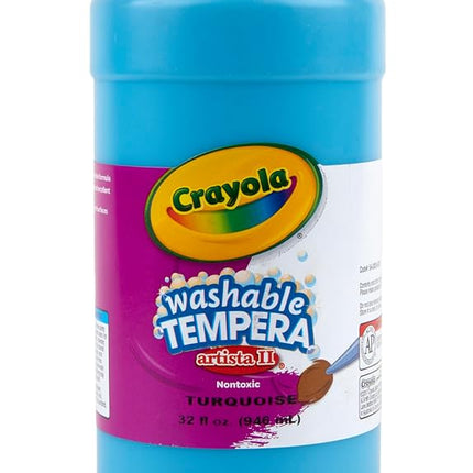 Peinture à la détrempe lavable Crayola pour enfants, peinture turquoise, fournitures scolaires, non toxique, flacon souple de 946 ml