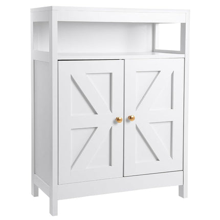 Mueble auxiliar de baño GAOMON de madera con 2 puertas, armario de almacenamiento independiente para cocina/sala de estar/baño, color blanco