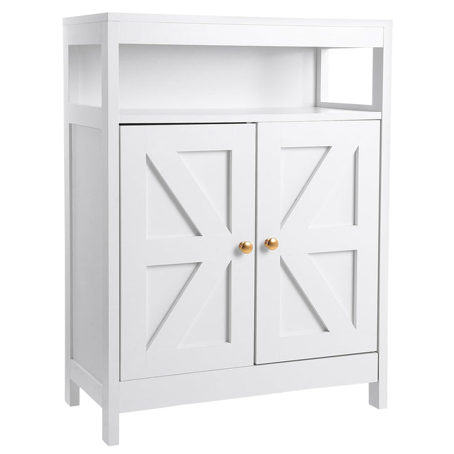 Mueble auxiliar de baño GAOMON de madera con 2 puertas, armario de almacenamiento independiente para cocina/sala de estar/baño, color blanco