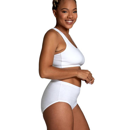 Fruit of the Loom Women's Tag Free Cotton Brief Panties (Regular & Plus Size), Brief-12 Pack-White, 10