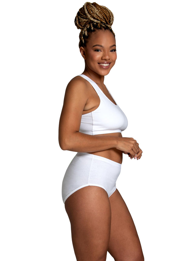 Fruit of the Loom Women's Tag Free Cotton Brief Panties (Regular & Plus Size), Brief-12 Pack-White, 10
