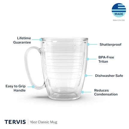 Tervis Clear & Colorful Tabletop Made in USA Double Walled Insulated Tumbler Travel Cup Keeps Drinks Cold & Hot, 16oz Mug, River Rock