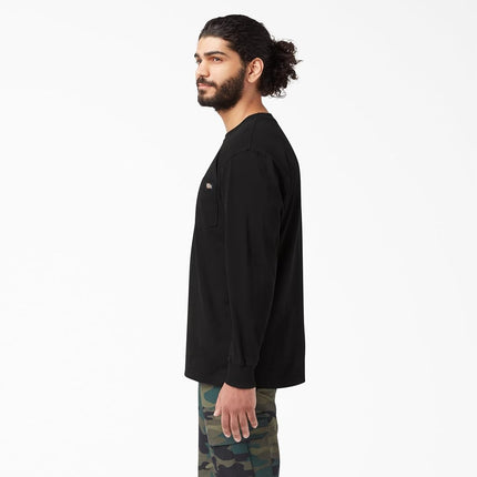 Camiseta de cuello redondo de manga larga Dickies para hombre, talla grande y alta, color negro, talla L/alta