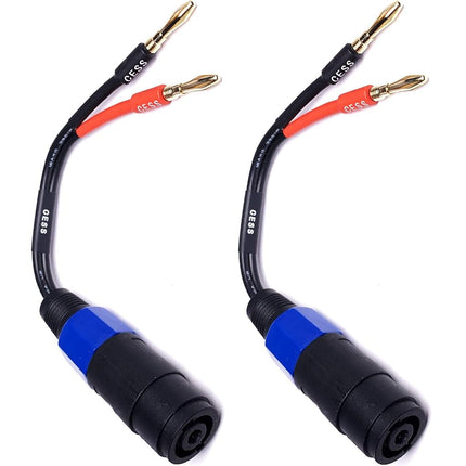 CNCESS CESS-004 Câble adaptateur pour haut-parleur Fiche Banane vers Speakon Femelle 12AWG - Lot de 2 (Banane 4mm)
