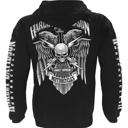 Sudadera con capucha con cremallera completa Lightning Crest para hombre Harley-Davidson, negra