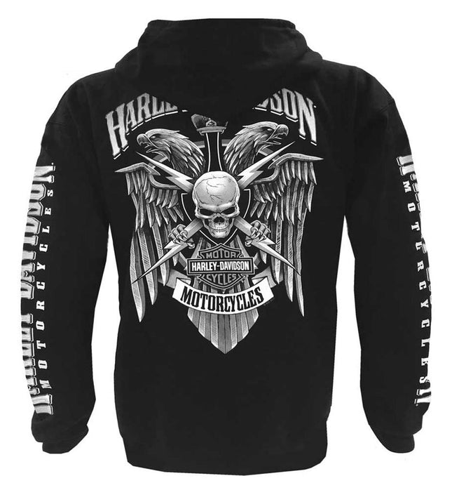 Harley-Davidson Men's Lightning Crest Full-Zippered Hooded Sweatshirt, Black