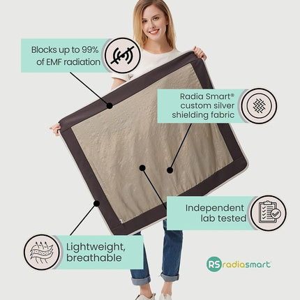Radia Smart EMF Blanket, 5G Anti-Radiation, RF Shielding WiFi Bluetooth Radiation Protection, Cotton 75 x 90 cm
