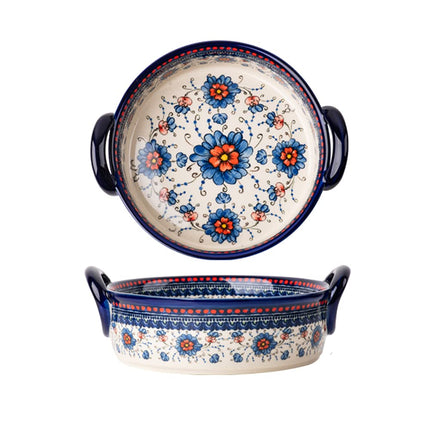 Bicuzat Blue and Orange Flower Vintage Style Ceram