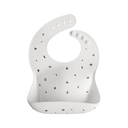 mushie Silicone Bib, White Letters, One Size, 2500
