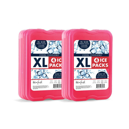 Cool Coolers de Fit + Fresh, paquete de 8 compresas de hielo delgadas XL, compresas de hielo reutilizables de congelación rápida que ahorran espacio para loncheras, bolsas de almuerzo o neveras portátiles, rosa