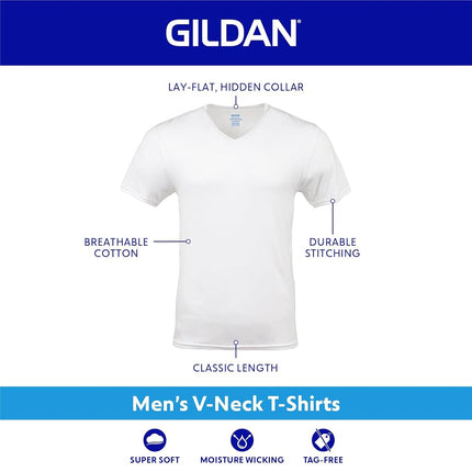 Gildan Men's V-Neck T-Shirts, Multipack, Style G1103 Underwear, Black/Sport Grey/Charcoal (5-Pack), XXL (Pack of 5)