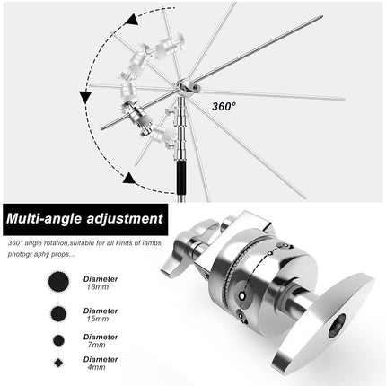 C Stand with Boom Arm-Light Photography Stand - Max Height 10.5ft/320cm Photography Light Stand with 4.2ft/128cm Holding， Pro 100% Stainless Steel Heavy Duty by Vallkay, Silver (CXJH01)