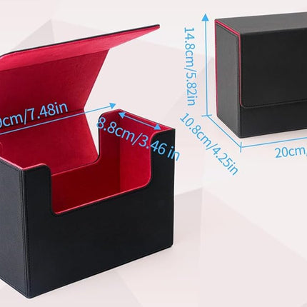 AWESOPAL Premium Graded Card Storage Box, PU Leather Case for PSA BGS Slabs, Toploader Holder for Trading & Sports Cards Fits 3” x 4” Rigid Cards (Black&Red)