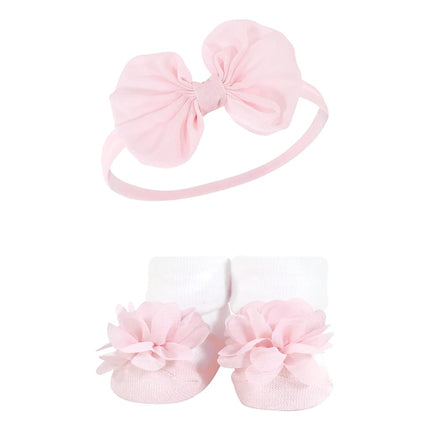 Coffret cadeau bandeau et chaussettes Hudson Baby pour fille, blanc fard, taille unique