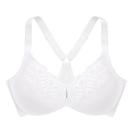 Glamorise Front-Closure T-Back Wonderwire Underwire Bra 1246 (Women's & Women's Plus) White
