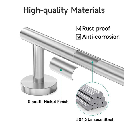USHOWER Brushed Nickel Bath Towel Bar, 30-Inch Towel Rack for Bathroom Wall Mounted, Thicken SUS304 Stainless Steel Towel Rod (Total Length 32-Inch)