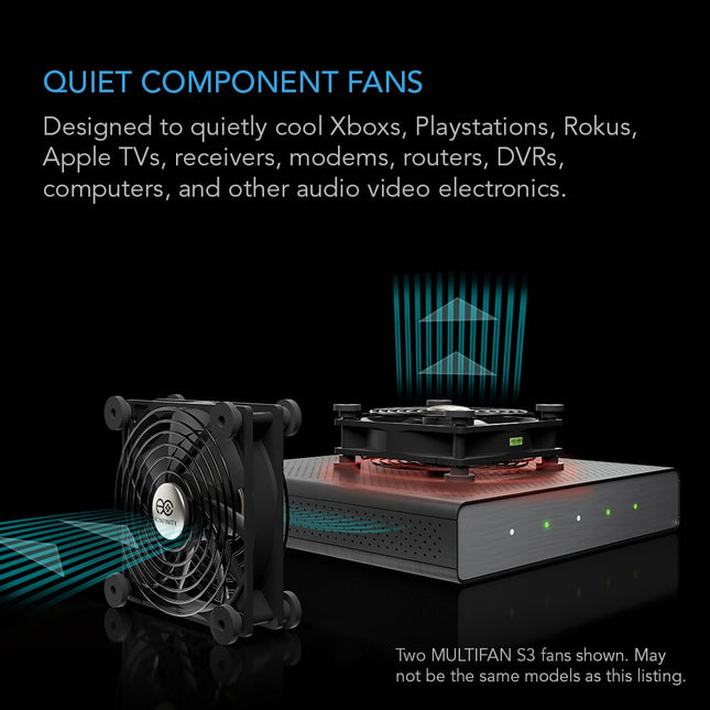 AC Infinity MULTIFAN S7-P, Quiet Dual 120mm AC-Powered Fan with Speed Control, UL-Certified for Receiver DVR PlayStation Xbox Component Cooling