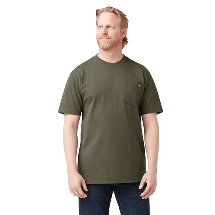 Camiseta Dickies de manga corta con cuello redondo y gramaje alto para hombre, color verde militar, 4XG grande y alto