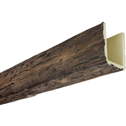 Heritage Timber Salvaged Timber Faux Wood Beam, 3-Sided (U-Beam), 3 1/2"W x 3 1/2"H x 72"L, Kona Brown Finish