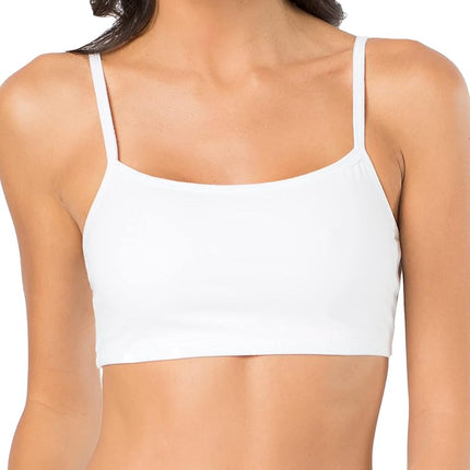 Fruit of the Loom Women's Spaghetti Strap Cotton Pullover Sports Bra Value Pack, Blushing Rose/White/White/Black 4-Pack, 38