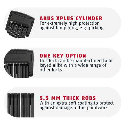 ABUS Bordo Granit 6500K Folding Lock with SH Bracket, 120 cm