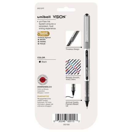 Uniball Vision Rollerball Pens - Black, Pack of 4 - Fine Point, 0.7mm Medium Ink - Smooth Writing Japanese Pens for School Supplies