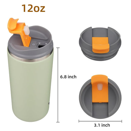 Konokyo Tumbler with Lid, 12 oz Travel Coffee Mug Double Wall Vacuum Stainless Steel Thermal Metal Cup Insulated Water Bottle,Soft Green