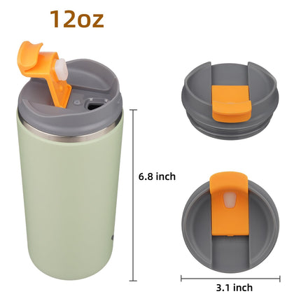 Konokyo Tumbler with Lid, 12 oz Travel Coffee Mug Double Wall Vacuum Stainless Steel Thermal Metal Cup Insulated Water Bottle,Soft Green
