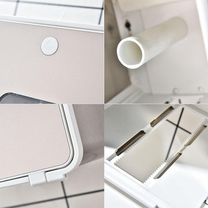 simpletome Toilet Paper Holder Wall Mount with Shelf Waterproof Adhesive or Drilling Install (Silvery, SUS304+ABS Plastic)